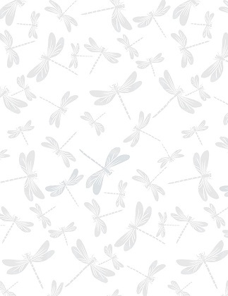 Timeless Treasures - Whiteout - Dragonflies, White on White