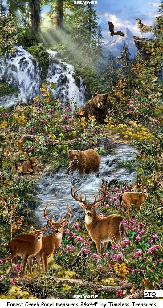 Timeless Treasures - Wild - 24' Forest Creek Panel, Multi
