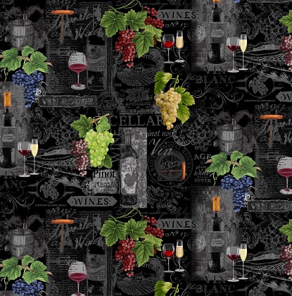 Timeless Treasures - Wine Tasting - Wine Chalkboard, Black