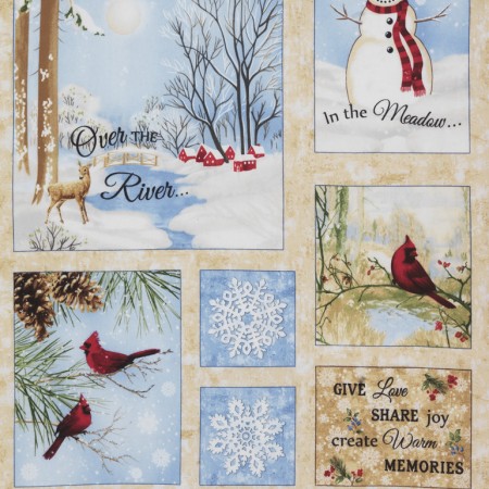 Timeless Treasures - Winter  Flannel - Winter Panel, Beige