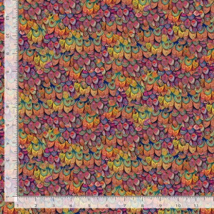 Timeless Treasures  Wild Wings - Geo Packed Owl Feathers, Multi