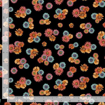 Timeless Treasures  Wild Wings - Owl's Bright Floral, Black