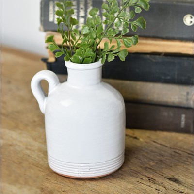 Vase - White Jug with Handle
