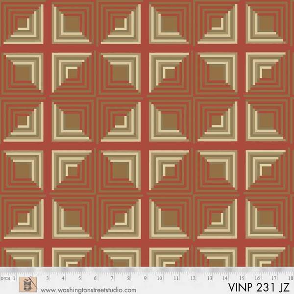 Washington Street - Vintage Prestige - Geometric, Tan/Red