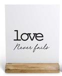 White Tabletop w/Wood Base - Love Never Fails