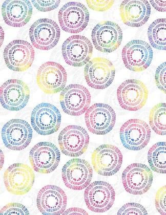 Wilmington Prints - 108' Essentials Circle Burst, Multi on White