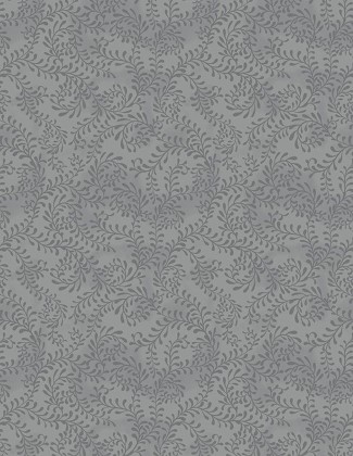 Wilmington Prints - 108' Essentials Swirling Leaves, Dark Gray