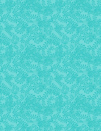 Wilmington Prints - 108' Essentials Swirling Leaves, Turquoise