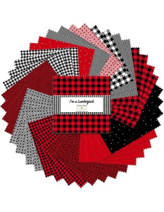 Wilmington Prints - 5 Karat Gems - I'm a Lumberjack, Black/Red