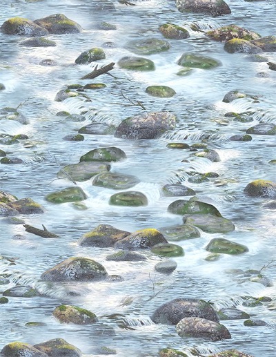 Wilmington Prints - A New Adventure - Rocks in Water, Blue/Green