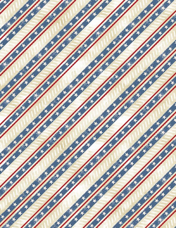 Wilmington Prints - Americana - Diagonal Stripe, Cream