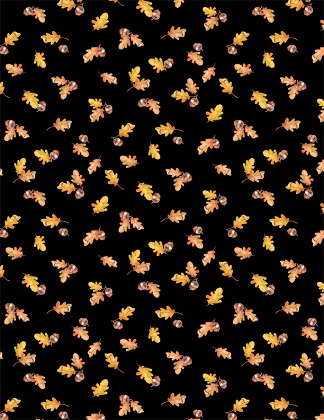 Wilmington Prints - Autumn Day - Leaves & Acorns, Black