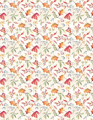 Wilmington Prints - Autumn Day - Leaves & Berries, Tan