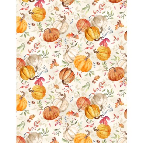 Wilmington Prints - Autumn Day - Pumpkin Toss, Tan