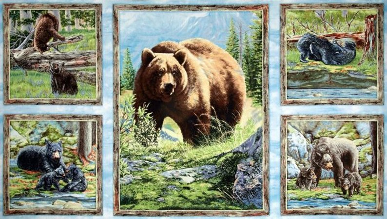 Wilmington Prints - Bear Meadow - 24' Pillow Panel, Multi