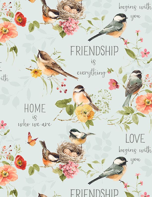 Wilmington Prints - Blessed by Nature - Birds & Quotes, Blue