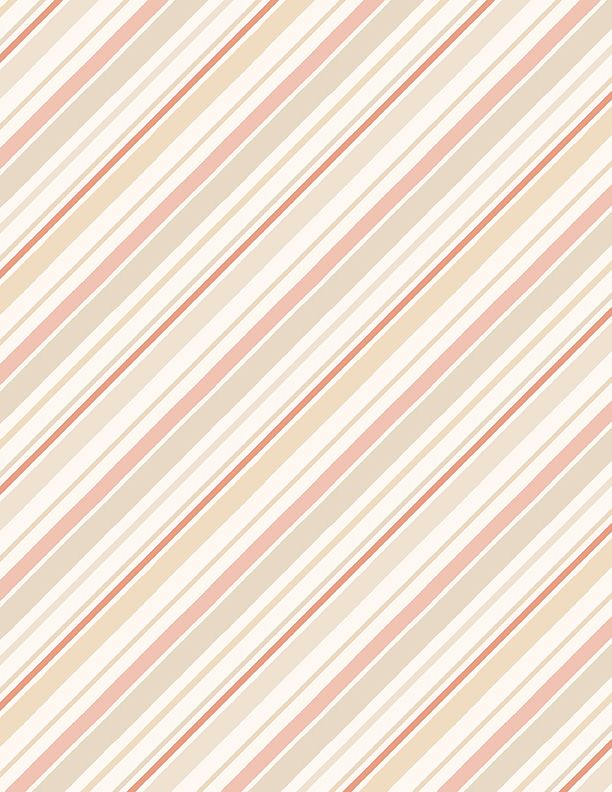 Wilmington Prints - Blessed by Nature - Diagonal Stripe, Cream/Peach