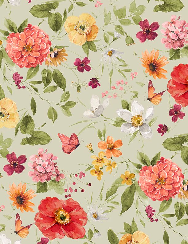 Wilmington Prints - Blessed by Nature - Medium Floral, Green