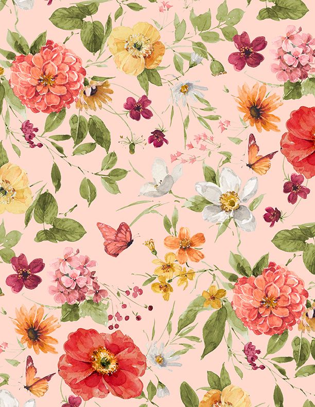 Wilmington Prints - Blessed by Nature - Medium Floral, Peach