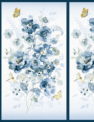 Wilmington Prints - Blue Breeze - 24' Floral Panel, Multi