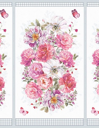 Wilmington Prints - Blush Garden - 24' Large Pink Floral Panel, Multi