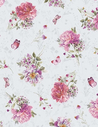 Wilmington Prints - Blush Garden - Bouquet Toss, Gray