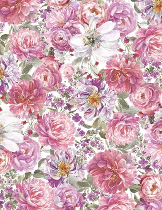 Wilmington Prints - Blush Garden - Packed Florals, White