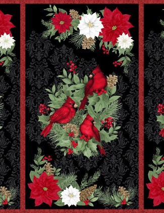 Wilmington Prints - Cardinal Charm - 24' Cardinal Panel, Black