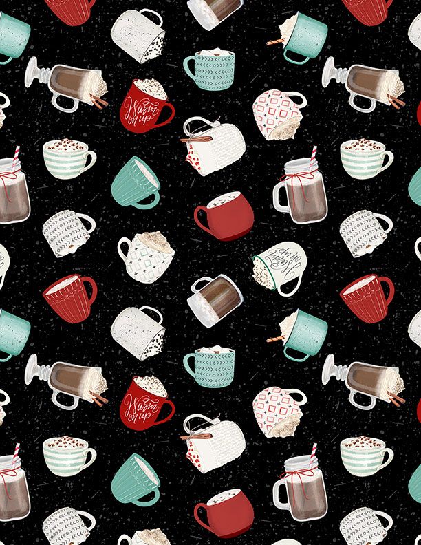 Wilmington Prints - Cocoa Sweet - Mug Toss, Black