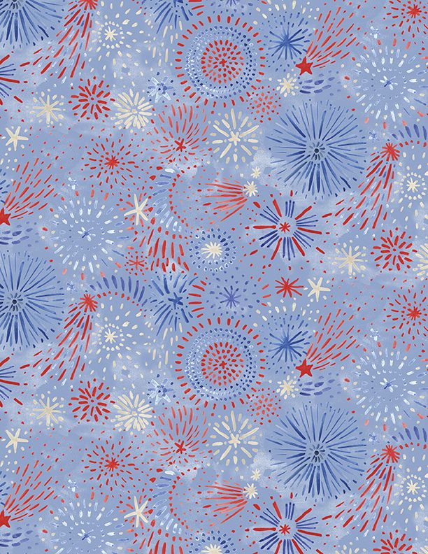 Wilmington Prints - Colors Of Courage - Fireworks, Blue
