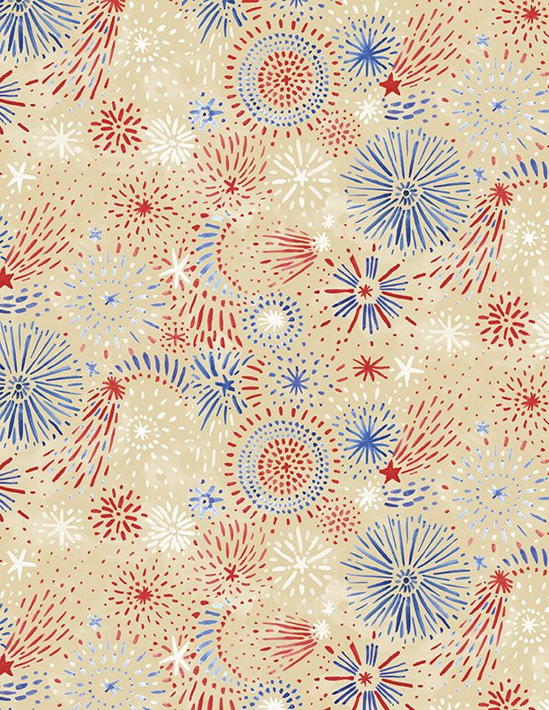 Wilmington Prints - Colors Of Courage - Fireworks, Tan