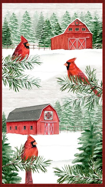 Wilmington Prints - Country Cardinals - 24' Panel, Multi