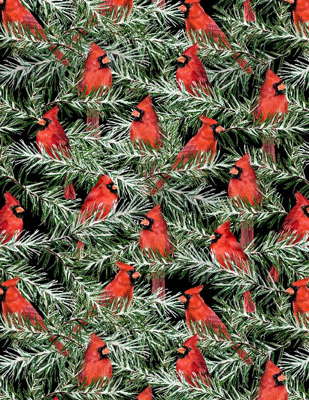 Wilmington Prints - Country Cardinals - Packed Cardinals, Black