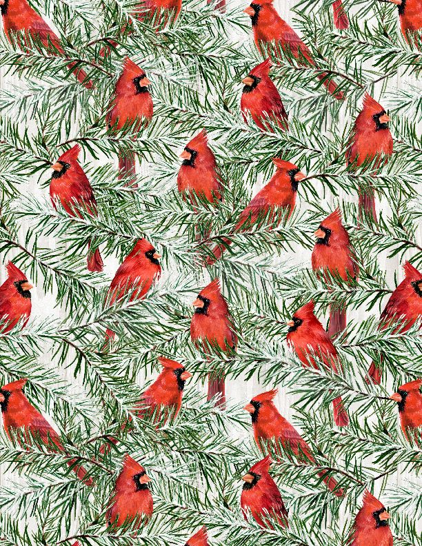 Wilmington Prints - Country Cardinals - Packed Cardinals, Light Gray