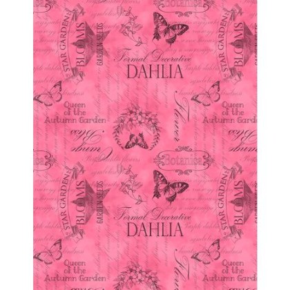 Wilmington Prints - Dahlia Botanica - Ephemera, Pink
