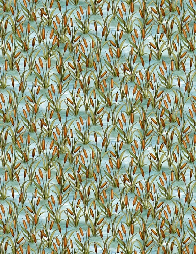Wilmington Prints - Down By The Lake - Packed Cattails, Blue