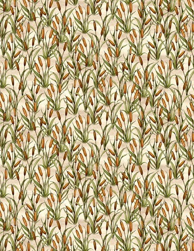 Wilmington Prints - Down By The Lake - Packed Cattails, Tan