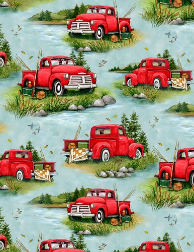 Wilmington Prints - Down By The Lake - Trucks Scenic, Blue