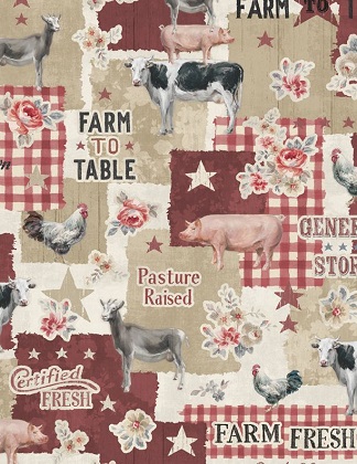 Wilmington Prints - Farmhouse Chic - Large Allover, Red/Tan