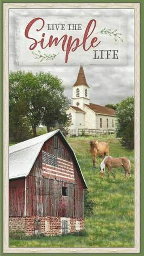 Wilmington Prints - Farmstead - 24' Farm Scene Panel, Multi