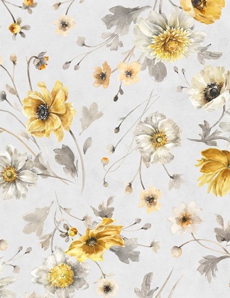 Wilmington Prints - Fields of Gold - Large Floral Allover, Gray