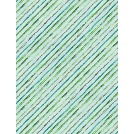 Wilmington Prints - Floral Flight - Ticking Stripe, Light Blue