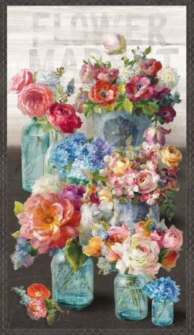 Wilmington Prints - Flower Market - 24' Floral Panel, Multi