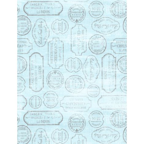 Wilmington Prints - Flower Market - Words All-Over, Blue