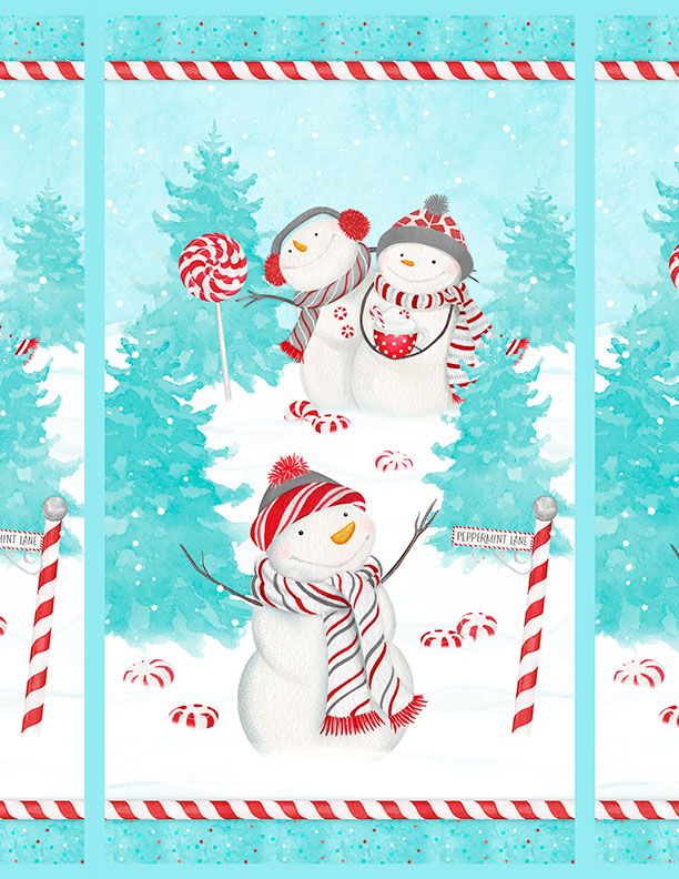 Wilmington Prints - Frosty Merry Mints - 24' Snowmen Panel, Teal