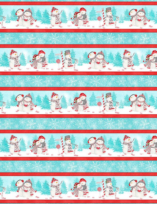 Wilmington Prints - Frosty Merry Mints - Repeating Stripe, Multi