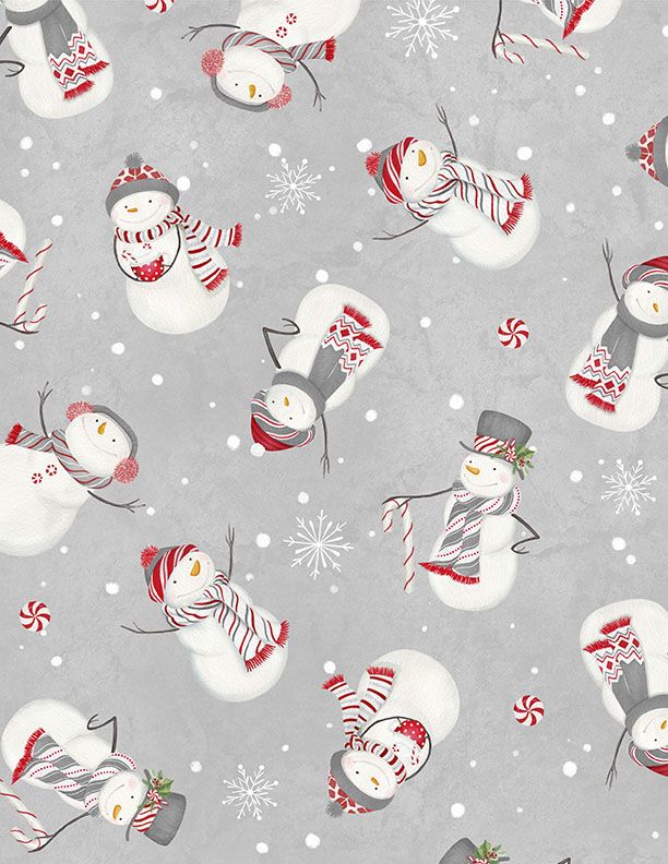 Wilmington Prints - Frosty Merry Mints - Snowmen Toss, Gray