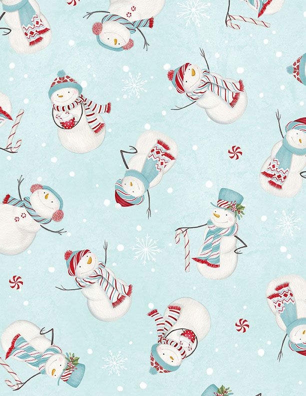 Wilmington Prints - Frosty Merry Mints - Snowmen Toss, Teal