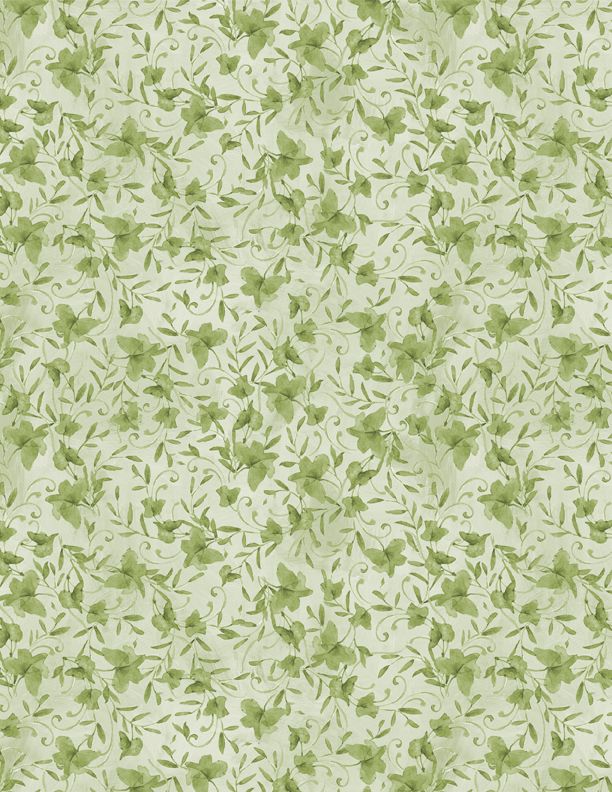 Wilmington Prints - Gnome & Garden - Leaf Toss, Green