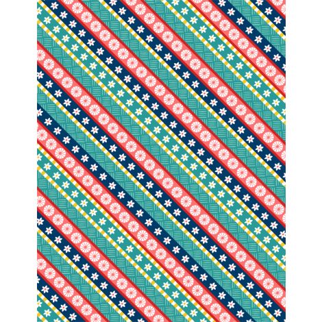Wilmington Prints - Gone Glamping - Diagonal Stripe, Multi